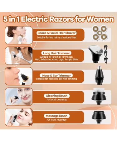 Buy Electric Razors for Women 5D Facial Hair Removal & 5-in-1 Wet/Dry Bikini Trimmer - Rechargeable Painless Grooming Kit - Buy Online on SooperMarket.com