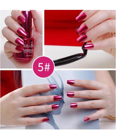 Mirror Nail Polish Metal Nail Varnish 6 Colors Chrome Nail Polish Set Metallic Mirror Effect Quick Drying Long Lasting Gold Silver Champagne Red Colorful Women Gift No UV - Buy Online on SooperMarket.com