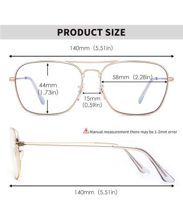 JM Plane Blue Light Blocking Glasses - Anti-Glare Computer Eyewear for Men & Women with Stylish Gold Frame - Buy Online on SooperMarket.com