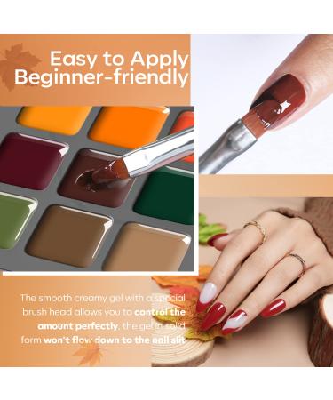 Modelones Fall Gel Nail Polish Set - 9 Colors Orange Green Yellow Solid Gel Polish Brown Red Pudding Gel | Upgraded Crme Manicure Palette | Soak Off LED Nail Art Kit | Salon Quality DIY with Pro Nail Brush - Urban City - Buy Online on SooperMarket.com