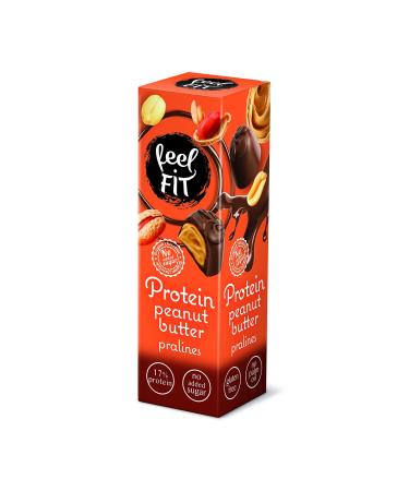 Feel FIT Protein Peanut Butter Pralines in high-quality milk chocolate no added sugar 17% protein gluten-free 33 g (1 pack)