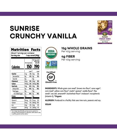Nature's Path Organic Gluten Free Vanilla Crunchy Cereal - 1.48 lbs | Non-GMO, Earth Friendly Packaging | 15g Whole Grains, 4g Fiber - Buy Online on SooperMarket.com