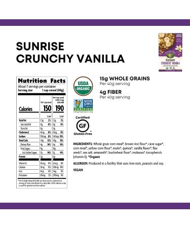 Nature's Path Organic Gluten Free Vanilla Cereal 10.6 oz (Pack of 4) | Non-GMO, 15g Whole Grains, 4g Fiber - Buy Online on SooperMarket.com