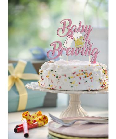 1 Pack Glitter Baby is Brewing Cake Topper for Beer Themed Baby Shower Decoration Beer Baby Gender Reveal Decoration (Pink baby) - Buy Online on SooperMarket.com