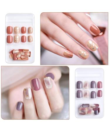 Kalolary 144PCs False Nails Set - Full Finger Acrylic Artificial Nails with Glue Stickers for Women & Girls | Nail Art DIY Decoration - Buy Online on SooperMarket.com