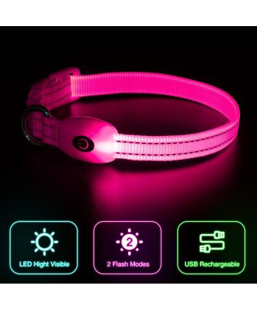 Buy YFBRITE LED Cat & Dog Neck Band - Adjustable Reflective Safety Collar in Pink XS - Comfortable Glowing Puppy Straps - Buy Online on SooperMarket.com