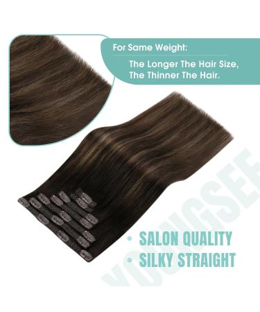 Youngsee 35cm Clip-In Extensions - Real Hair Balayage Ombre Medium Brown 120g (7Pcs) - Thick Remy Hair for Women - Buy Online on SooperMarket.com