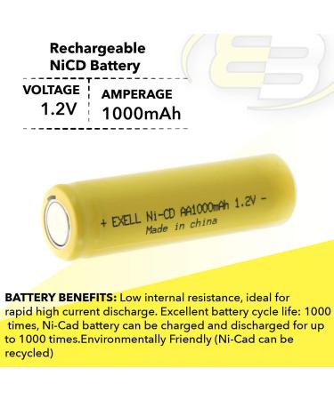 Buy Exell AA 1.2V 1000mAh NiCD Flat Top Rechargeable Battery | Ideal for Meters Radios Hybrid Cars & R/C Devices - International Shipping Available - Buy Online on SooperMarket.com