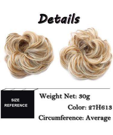 Sandy Brown to Bleach Blonde Messy Updo Hairpiece Scrunchie - Curly Hair Bun Extension - Buy Online on SooperMarket.com