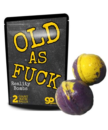 Old As F*ck Bath Bombs - Funny Over The Hill Bath Balls for Men - Yellow and Purple Bath Fizzers Handcrafted Made in America 2 Count