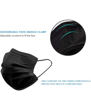 Taimu TM Black Disposable Face Masks for Protection - 50 Pack Safety Masks for Men and Women - Buy Online on SooperMarket.com