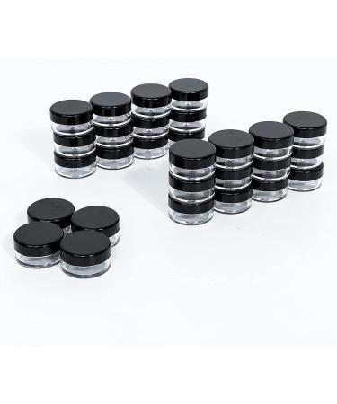 60pcs Black Empty Plastic Cosmetic Sample Containers - Small Jars for Makeup, Eye Shadow, Cream & More - Buy Online on SooperMarket.com