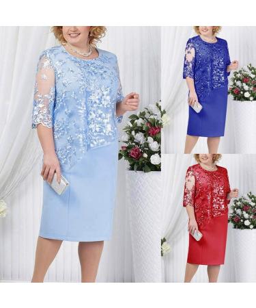 Womens Plus Size Floral Lace Sheath Dress - Dark Blue - Knee Length for Work, Casual, Party - Cocktail Dress - Buy Online on SooperMarket.com