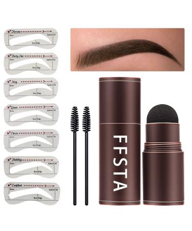 FFSTA brow Stamp Stencil Kit Brow Stamp And Shaping Kit Eyebrow Stamp Kit Eyebrow Stamp Stencil Kit (Dark Brown) 13 Piece Set Dark Brown