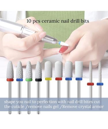 Ceramic Nail Drill Bits Set - Professional 10Pcs 3/32 Cuticle Remover for Acrylic Gel Nails - Crystal Nail Extension Tool - Nail Removal Kit - 10 Count - Buy Online on SooperMarket.com