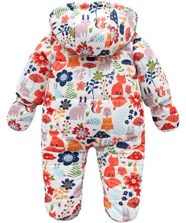 Famuka Baby Snowsuit Romper | Fleece-Lined Winter Outfit 0-3 Months Orange - Buy Online on SooperMarket.com