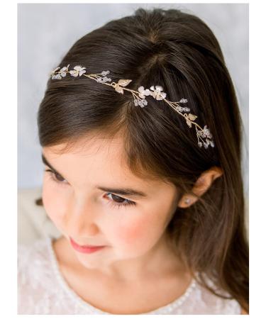 SWEETV Flower Girl Headpiece for Wedding Handmade Toddlers Headband Princess Hair Accessories Girls Hair Bands for Birthday Party Photography