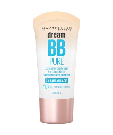 Maybelline New York Dream Pure BB Cream 8-in-1 Skin Clearing Perfector Light/Medium 1 oz (Pack of 2)