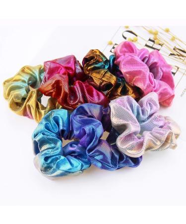Shiny Metallic Scrunchies - 12 Pieces Elastic Hair Bands for Women and Girls - Buy Online on SooperMarket.com