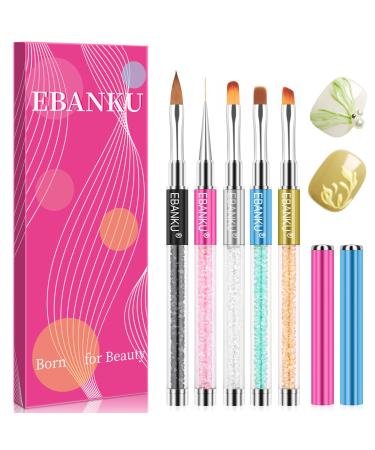 Ebanku 5 part nail gel brush set for UV gel and acrylic fingernails nail art painting drawing brush nailart nail accessories nail design modelage pedicure manicure