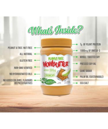 WOWBUTTER Crunchy Soya Spread - Peanut Butter Crunchy Alternative - Vegan, Gluten-Free, Halal, Kosher - 7g Protein, 1000mg Omega 3 - All-Natural - 500g (3 Pack) - Buy Online on SooperMarket.com