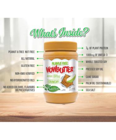 WOWBUTTER Crunchy Toasted Soya Spread - Tastes Like Peanut Butter - Nut-Free Vegan Gluten Free Halal & Kosher Protein Spread - 7g Plant Protein 1000mg Omega-3 per Serving All-Natural (1) - Buy Online on SooperMarket.com