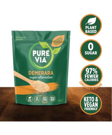 Pure Via Demerara Sugar Alternative with Erythritol and Stevia vegan & keto friendly 5 x 200g - Buy Online on SooperMarket.com