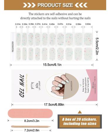 Kalolary 20PCS Luminous Glitter Gel Nail Polish Strips - Glow in The Dark Adhesive Nail Art Sticker Set - Waterproof Full Wrap Gel Nail Wrap Stickers - with Nail File and Stick - Pure White - Buy Online on SooperMarket.com