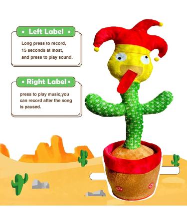 Dancing Cactus Toy - Interactive Plush Singing Cactus Repeats & Dances - USB Rechargeable - Fun Christmas Decor Piece - Buy Online on SooperMarket.com