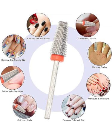 NICENEEDED Tungsten Nail Carbide 5 in 1 Bit Two Way Rotate use for Both Left and Right Handed 3/32 Inch Professional Nail Drill Bits for Fast Remove Acrylic or Hard Gel(Silver Fine) Style 1 - Buy Online on SooperMarket.com