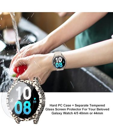 Samsung Galaxy Watch 5/4 40mm Screen Protector Case + Tempered Glass Film Set - 6 Pack Hard PC Cover + 8 Pack Protective Bumper Shell - Black, Silver, Pink, Clear, Rose Gold, Leopard - Buy Online on SooperMarket.com