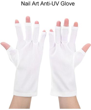 TITA-DONG Professional Manicure Gloves Stretchy Fingerless Fiber Cotton Nail Lamp Gloves for Home Salon Non Slip UV Protection Driving Gloves Summer Outdoor Gloves for Women and Girls(White) - Buy Online on SooperMarket.com