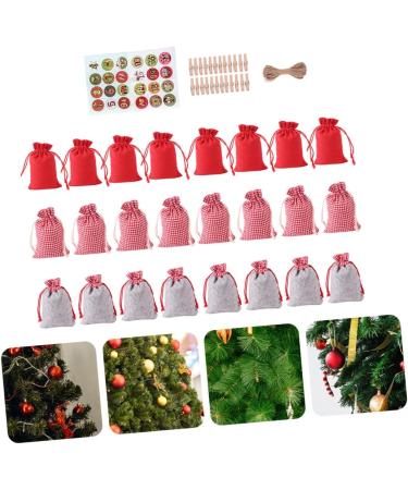 KOMBIUDA Drawstring Bag 1 Set Christmas Hanging Cloth Bag 24 Day Advent Calendar Cotton Christmas Bag Number Burlap Bag - Buy Online on SooperMarket.com