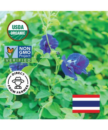 Organic Butterfly Pea Flowers 4.41 oz - Non GMO Verified, Gluten Free, Vegan - Rich in Antioxidants - Free eBook Included - From Thailand - Incas - Buy Online on SooperMarket.com