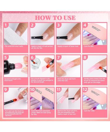 Morovan Poly Gel Nail Kit with UV Lamp - Professional Pink Clear Poly Gel Kit with UV Light for Beginners and Advanced Nail Extension - Starter Kit Included - Buy Online on SooperMarket.com