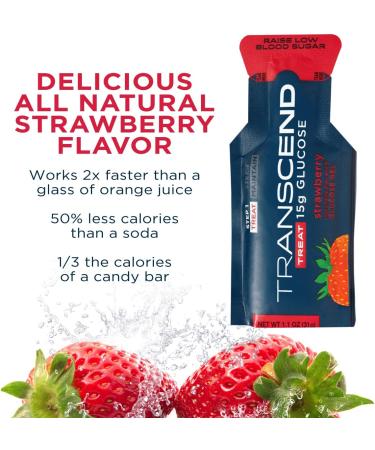 Transcend Strawberry Glucose Gel Packs - 15 Pack (1.1oz Each) | FSA/HSA Eligible, Blood Sugar Support for Diabetics | Fast-Acting 15g Dose | Made in USA - Buy Online on SooperMarket.com