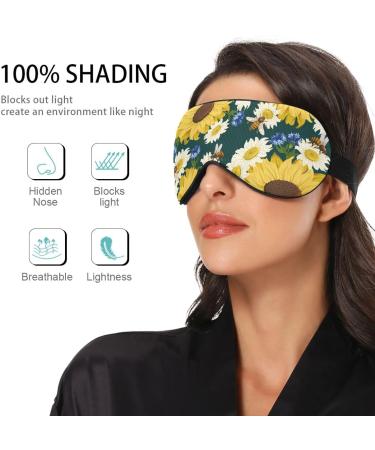 Haskirky Light Blocking Eye Mask for Adults - Adjustable, Breathable, Perfect for Travel, Yoga, and Deep Sleep - Sunflower Animals Design - Buy Online on SooperMarket.com