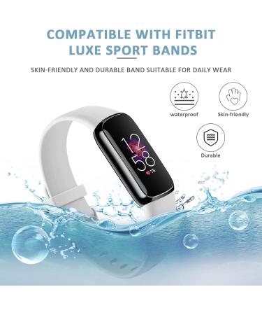 3 Pack Silicone Bands for Fitbit Luxe with Screen Protector Case - Women's Sport Replacement Wristbands - White, Pink, Violet - Large - Buy Online on SooperMarket.com