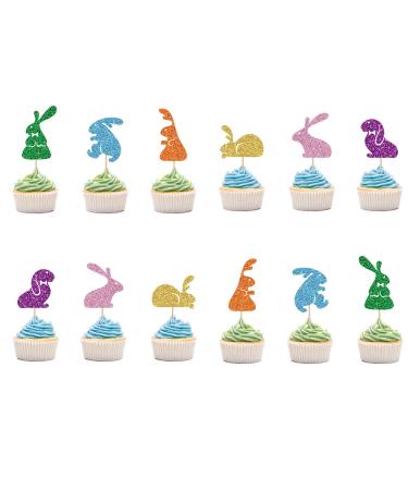 Easter Rabbit cake decorations Bunny cupcake toppers 12 pcs
