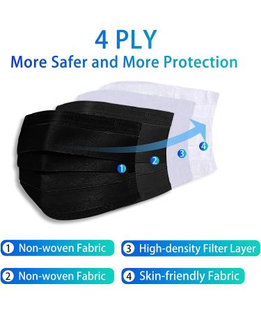 Adult 4-Ply Disposable Soft Face Mask - Breathable Safety Black Mask - Buy Online on SooperMarket.com