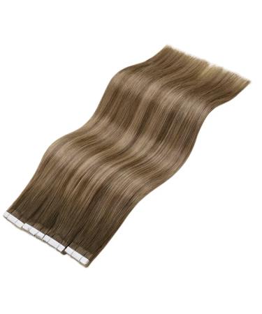 LAAVOO Tape In Hair Extensions - Real Hair Balayage Ombre (50g 35cm #8/16/8) - 20 Pcs Remy Quality - Light Brown to Golden Blonde - Buy Online on SooperMarket.com