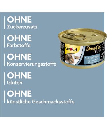 Gimcat Shinycat in Jelly Thuna with Shrimp - Premium Wet Cat Food (24 x 70g) - Fish & Taurine Rich Ideal for Cats - Buy Online on SooperMarket.com