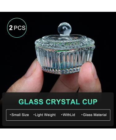 AORAEM 2PCS Nail Tips Art Dappen Dish with Lid - Glass Crystal Cup for Acrylic Liquid Powder - Professional and Home Use - Heart Shape - Buy Online on SooperMarket.com