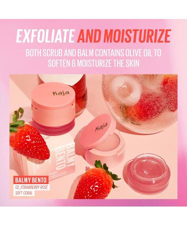 Kaja Balmy Bento Lip Balm & Scrub - Coral Finish | Moisturizing & Exfoliating Lip Care | Strawberry Rose | 0.4 Oz - Buy Online on SooperMarket.com
