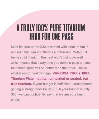 VANESSA PRO 2 Inch Pure Titanium Hair Straightener Flat Iron - One Pass Sleek Look, Beautiful Curls & Straightening Power - Buy Online on SooperMarket.com