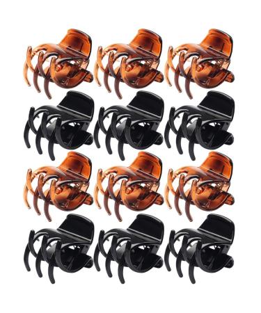 12 Pieces Hair Claw Clips, Medium Size Hair Claw Clamp 1.3 Inch Hair Jaw Clips No-Slip Grip Jaw Clips for Women and Girls(Black and Brown) Black, Brown