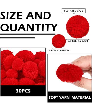 Syhood 30 Pcs Yarn Pom Poms Set - 20 x 1 Inch, 10 x 1.5 Inches Red Pompom Balls for Christmas Crafts and Xmas Party Decor - Buy Online on SooperMarket.com
