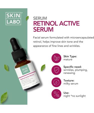 SkinLabo Retinol Active Serum - Improves Skin Tone and Appearance of Fine Lines Anti-Wrinkle Action with Microencapsulated Retinol - 15ml New Version - Buy Online on SooperMarket.com