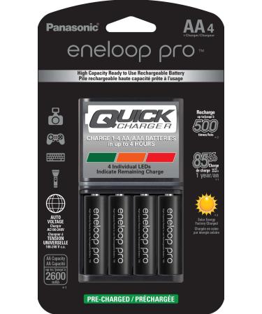 Panasonic K-KJ55KHC4BA Advanced 4 Hour Quick Battery Charger with 4AA eneloop pro High Capacity Rechargeable Batteries