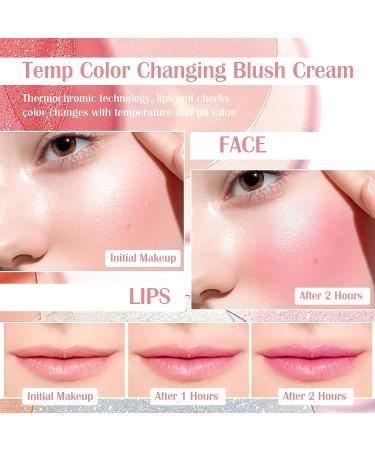 U-Shinein 2 Pcs Color Changing Blush & Lip Balm Cream Set - Waterpoof 2-in-1 Blusher Gel for Cheeks & Lips, Moisturizing and Long-Lasting - Color 01 - Buy Online on SooperMarket.com